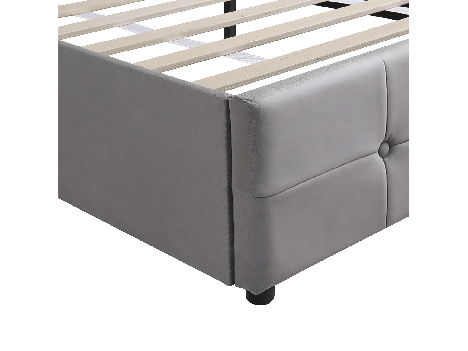 Lit coffre 140x200 cm, coffre hydraulique, tête de lit rembourrée, 24 lattes, velours gris(Sans matelas)