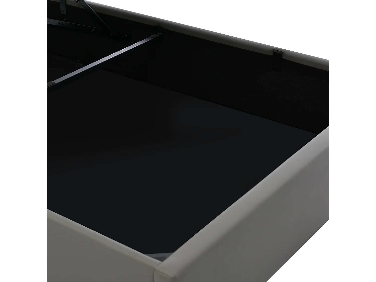 Lit coffre 140x200 cm avec sommier - tête de lit rembourrée avec LED - similicuir gris (sans matelas)