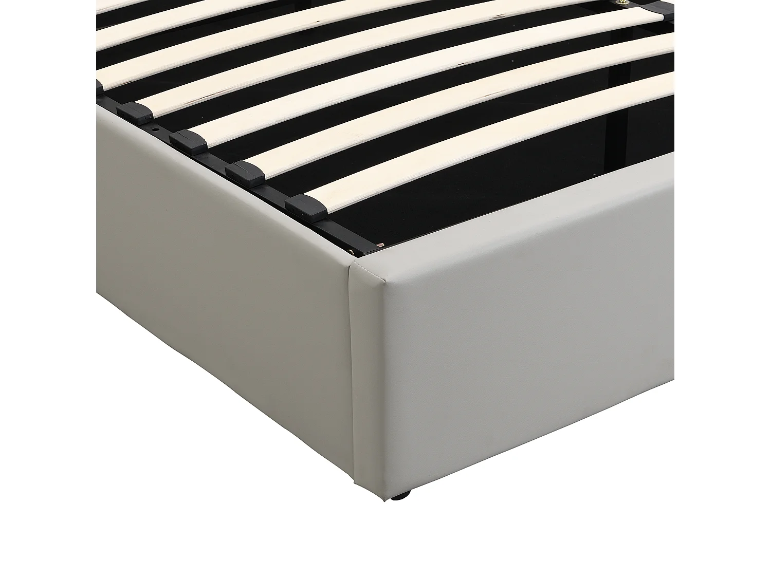Lit coffre 140x190 cm avec sommier - tête de lit capitonnée avec LED et USB - similicuir - gris (sans matelas)