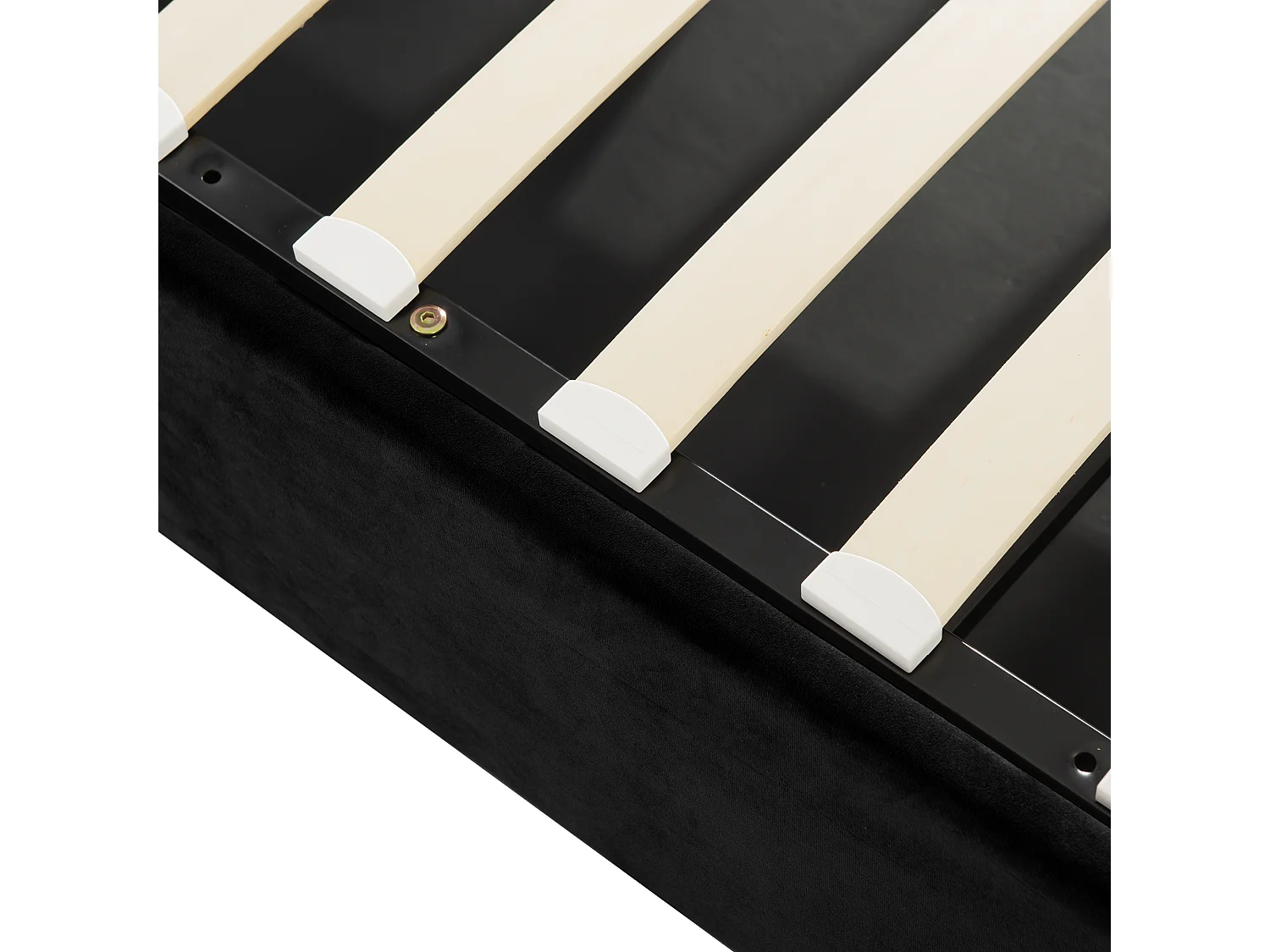 Lit coffre 140x200 cm, tête de lit réglable, coffre de rangement, velours noir(Sans matelas)