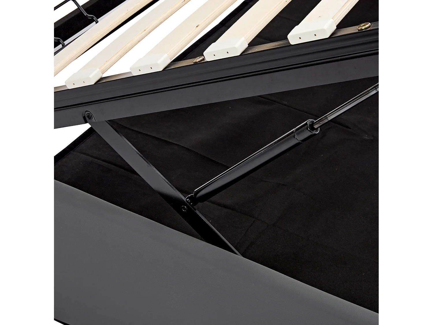Lit coffre 160x200 cm avec sommier - tête de lit capitonnée avec LED et USB - similicuir - gris (sans matelas)
