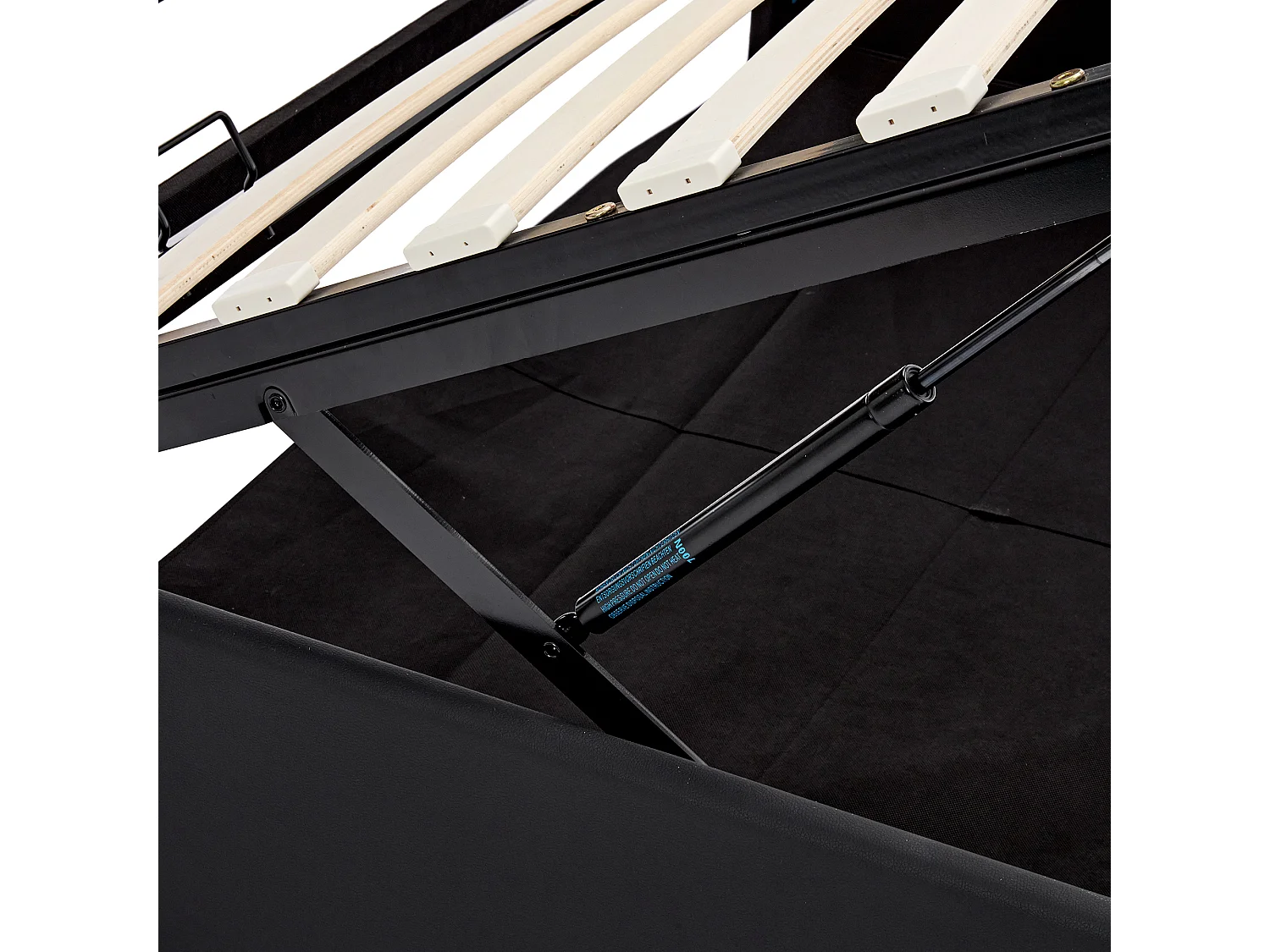 Lit coffre 140x200 cm avec sommier - tête de lit capitonnée avec LED et USB - similicuir - noir (sans matelas)