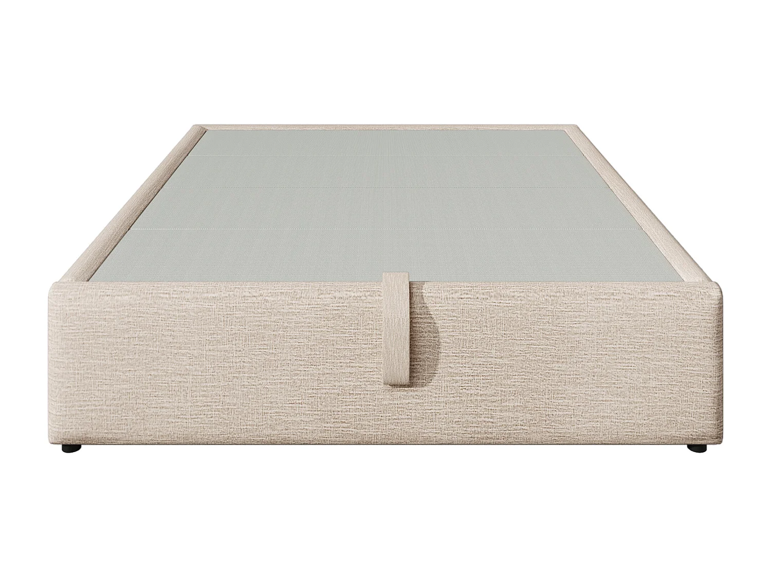 Lit coffre 140x200 cm, chargement USB et Type C, sans tête de lit, lin et bois massif, beige et naturel(Sans matelas)