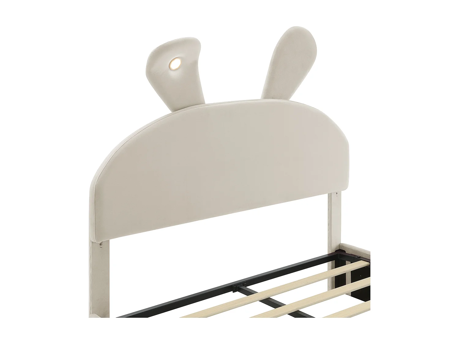 Lit Coffre 140x200cm avec LED espace de rangement et deux tabourets de rangement Revêtement en velours en beige pour enfants et adolescents