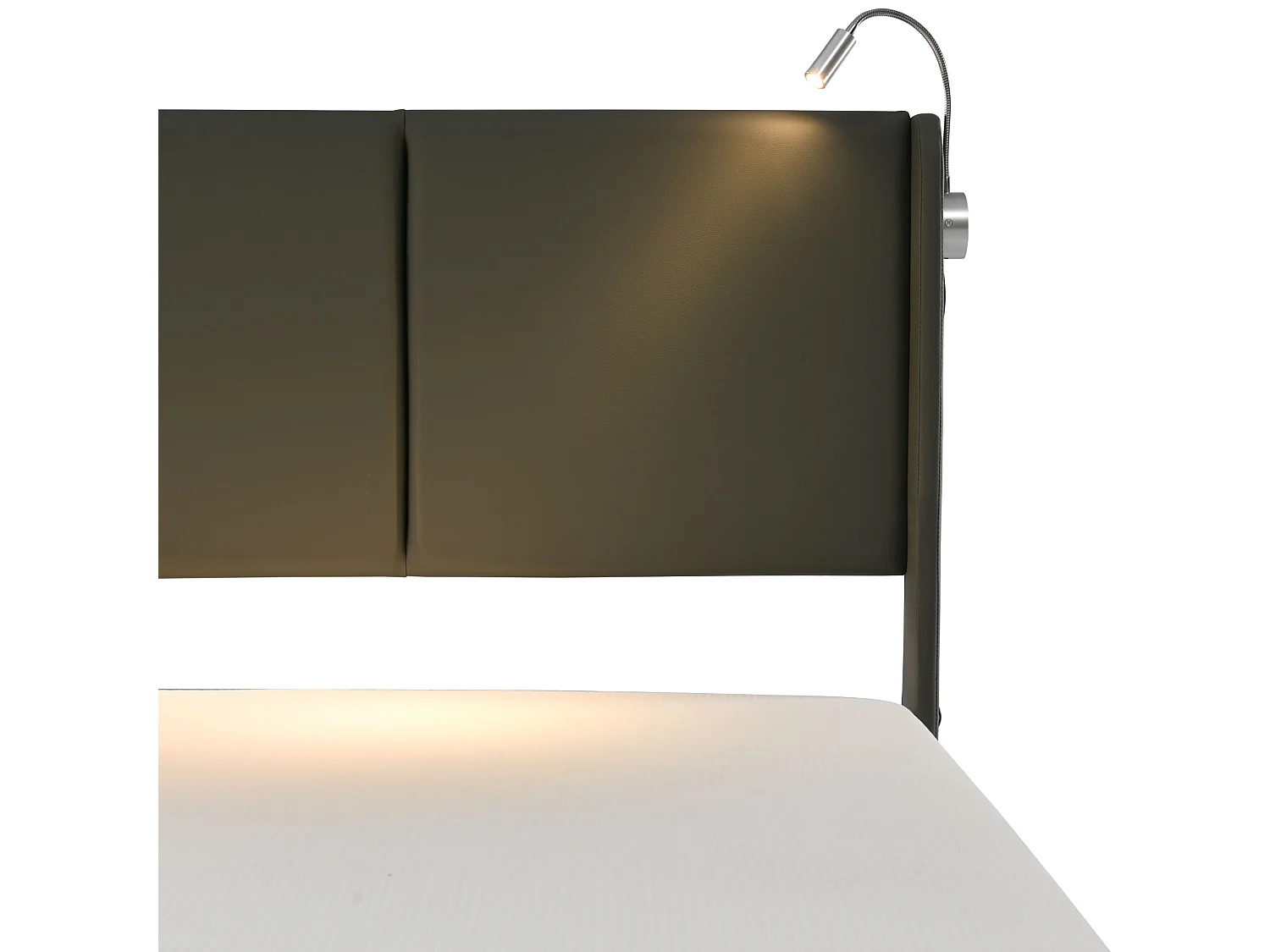 Lit coffre 140x200cm avec tête de lit lampe de lecture USB espace de rangement - PU - Gris - (Avec matelas)
