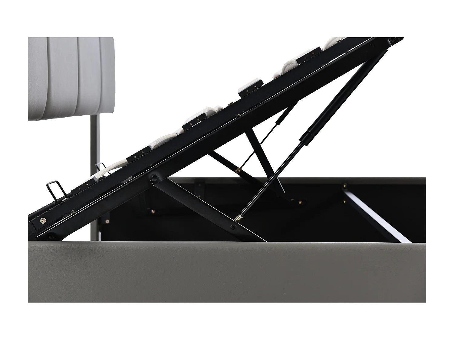 Lit Coffre 140x200cm avec LED Espace de rangement Matériau MDF en gris pour adultes et adolescents