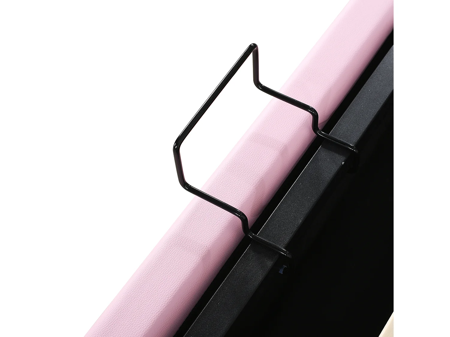 Lit enfant 90x200cm avec sommier - tête de lit réglable en hauteur - similicuir - rose (sans matelas)