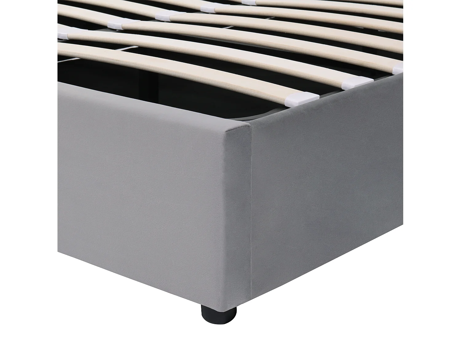 Lit coffre 140x200cm avec sommier - tête de lit capitonnée - velours gris (sans matelas)