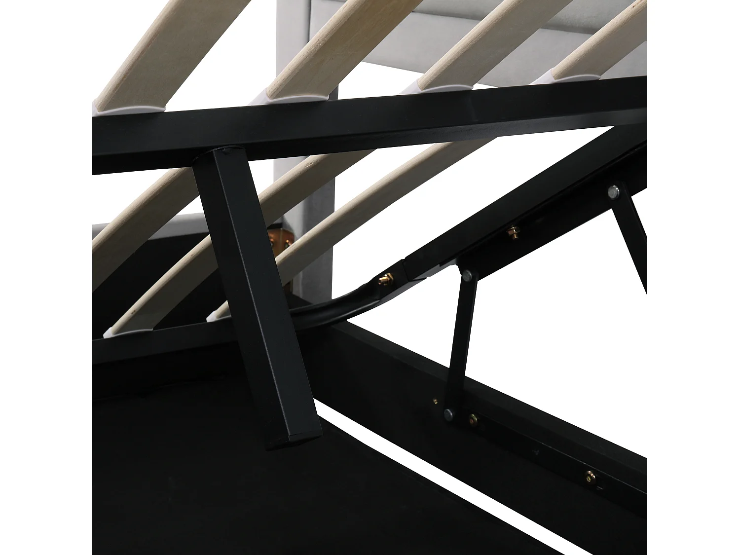 Lit coffre 140x200cm avec sommier - tête de lit capitonnée - velours gris (sans matelas)