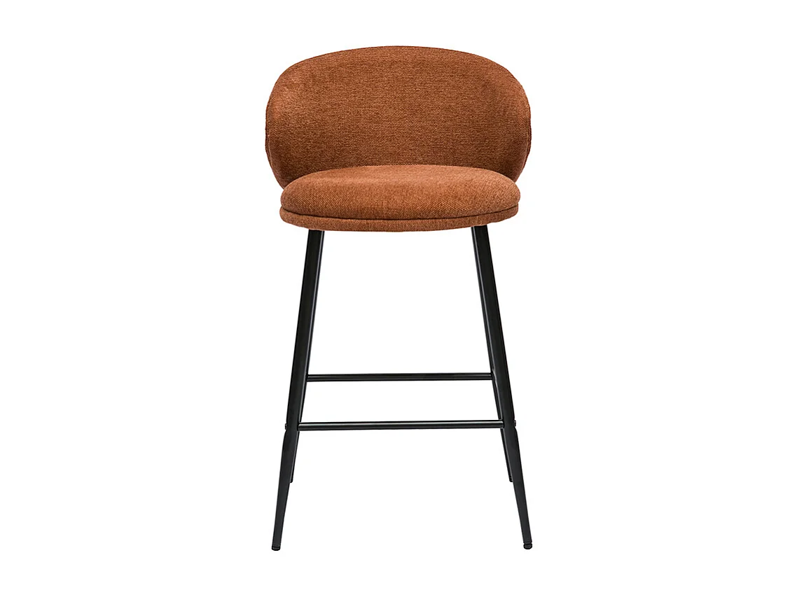 Tabourets de bar design en tissu effet velours texturé terre brûlée et métal noir (lot de 2) ROSALIE