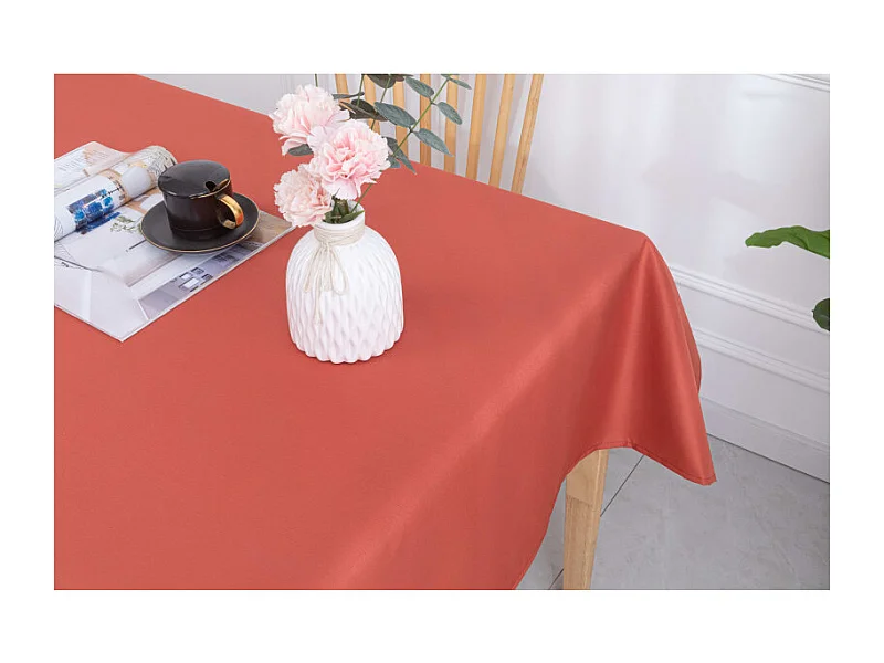 Nappe enduite avec traitement antitache Terracotta carrée 180 x 180 cm