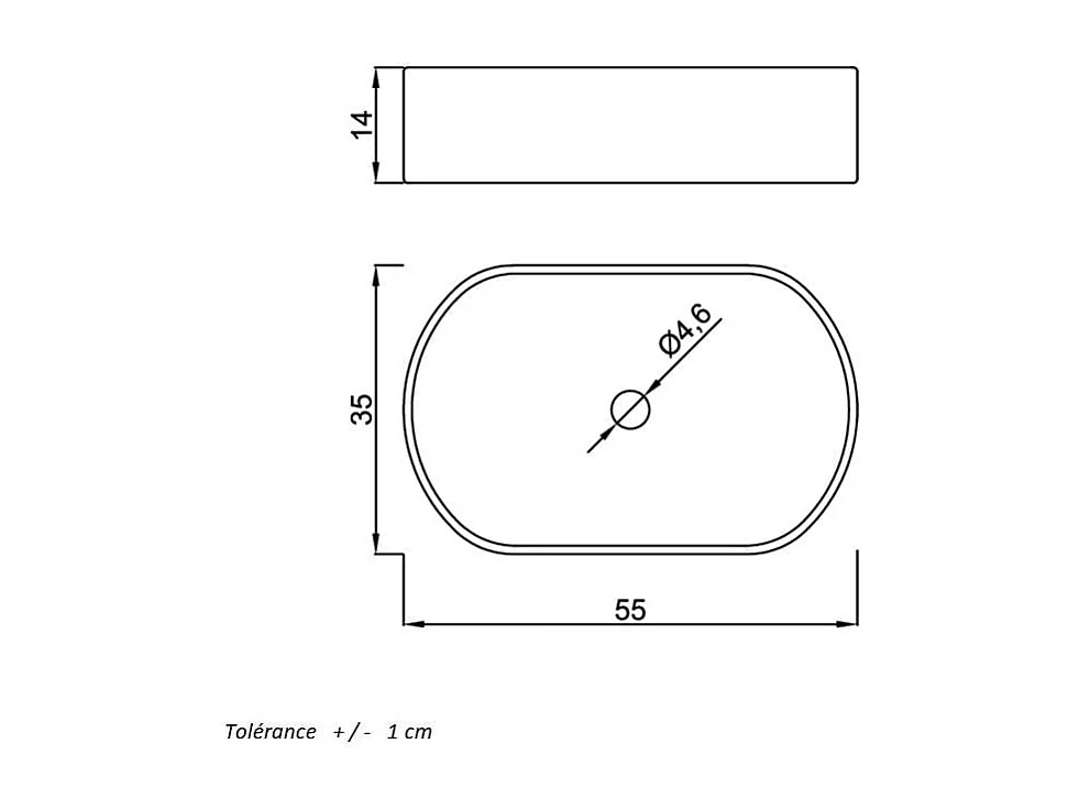 Lavabo sobre encimera en cerámica VERONA  55 x 35 cm