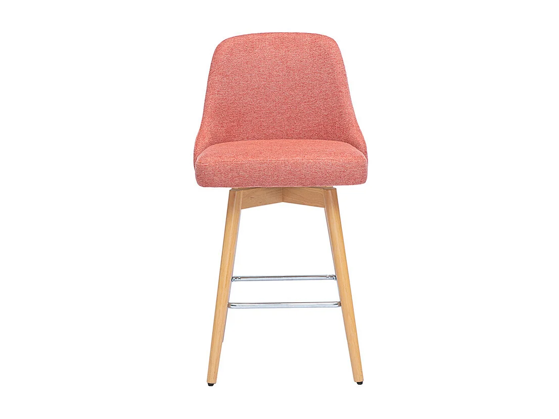 Drehbare skandinavische Barhocker 360° aus strukturiertem Samtstoff in Terrakotta und massiver Buche H65 cm (Set mit 2) HASTA