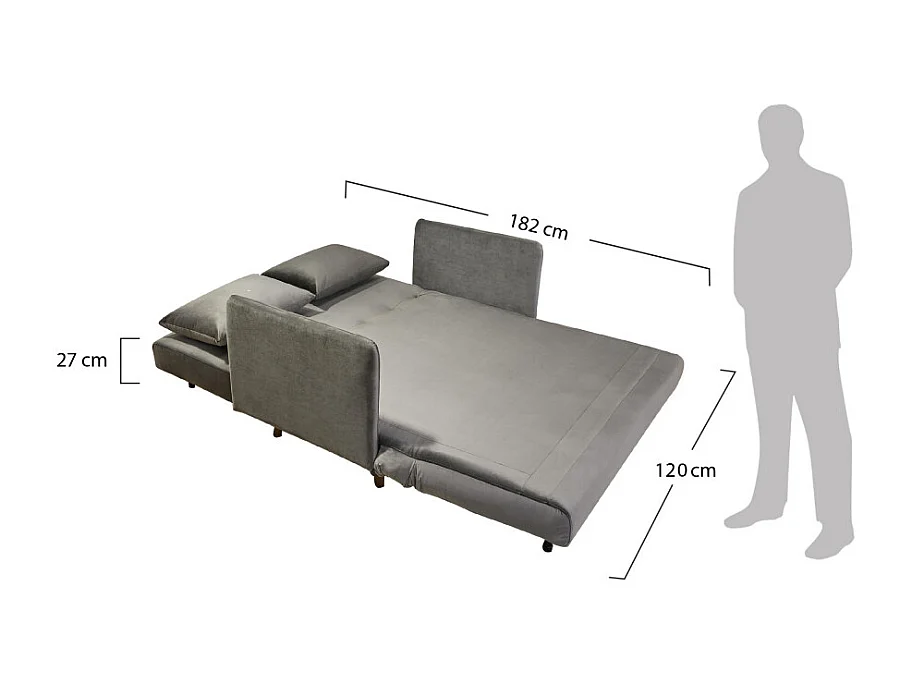 Belushi - Canapé convertible 2 places en velours pieds bois foncé - Vert forêt