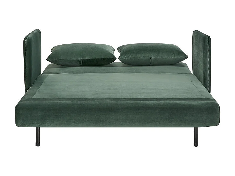 Belushi - Canapé convertible 2 places en velours pieds bois foncé - Vert forêt
