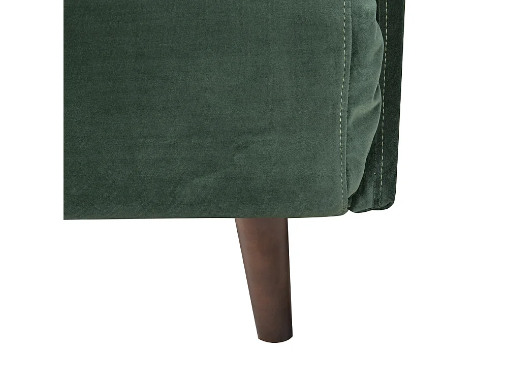Belushi - Canapé convertible 2 places en velours pieds bois foncé - Vert forêt
