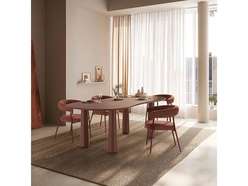 Adrine - Table à manger 8 personnes organique en bois  - Marron glacé