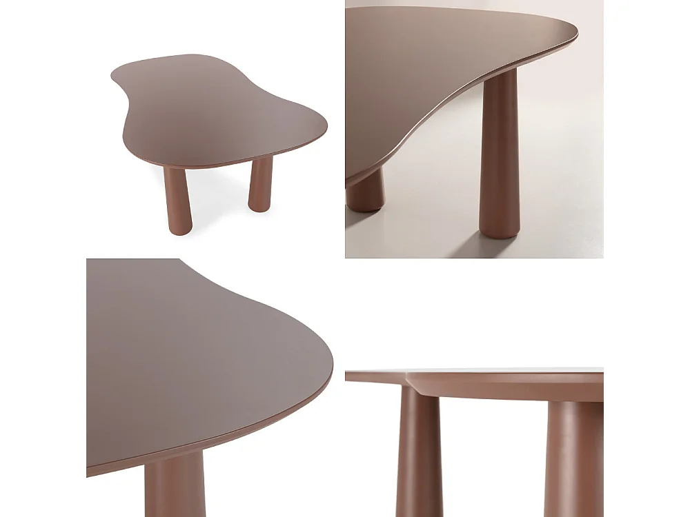 Adrine - Table à manger 8 personnes organique en bois  - Marron glacé