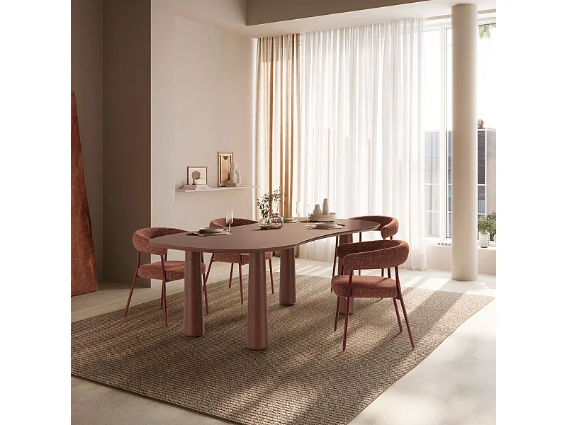 Adrine - Table à manger 8 personnes organique en bois  - Marron glacé