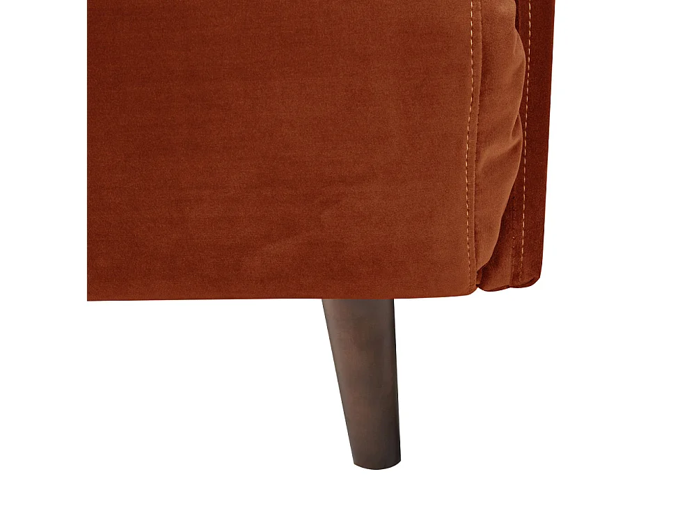 Belushi - Canapé convertible 2 places en velours pieds bois foncé - Rouille