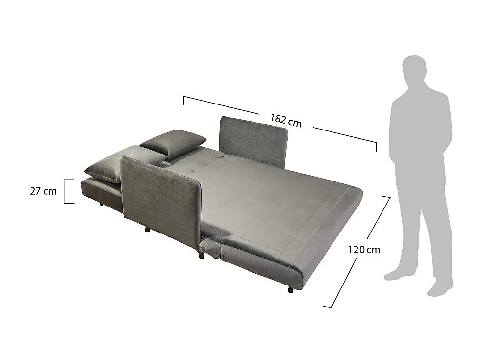 Belushi - Canapé convertible 2 places en velours pieds bois foncé - Rouille