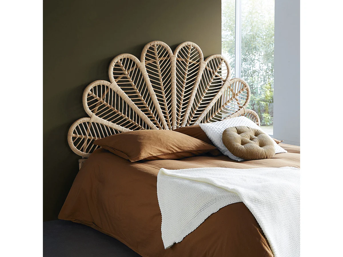 Tête de lit en rotin naturel