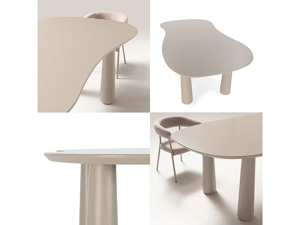 Adrine - Table à manger 8 personnes organique en bois  - Beige