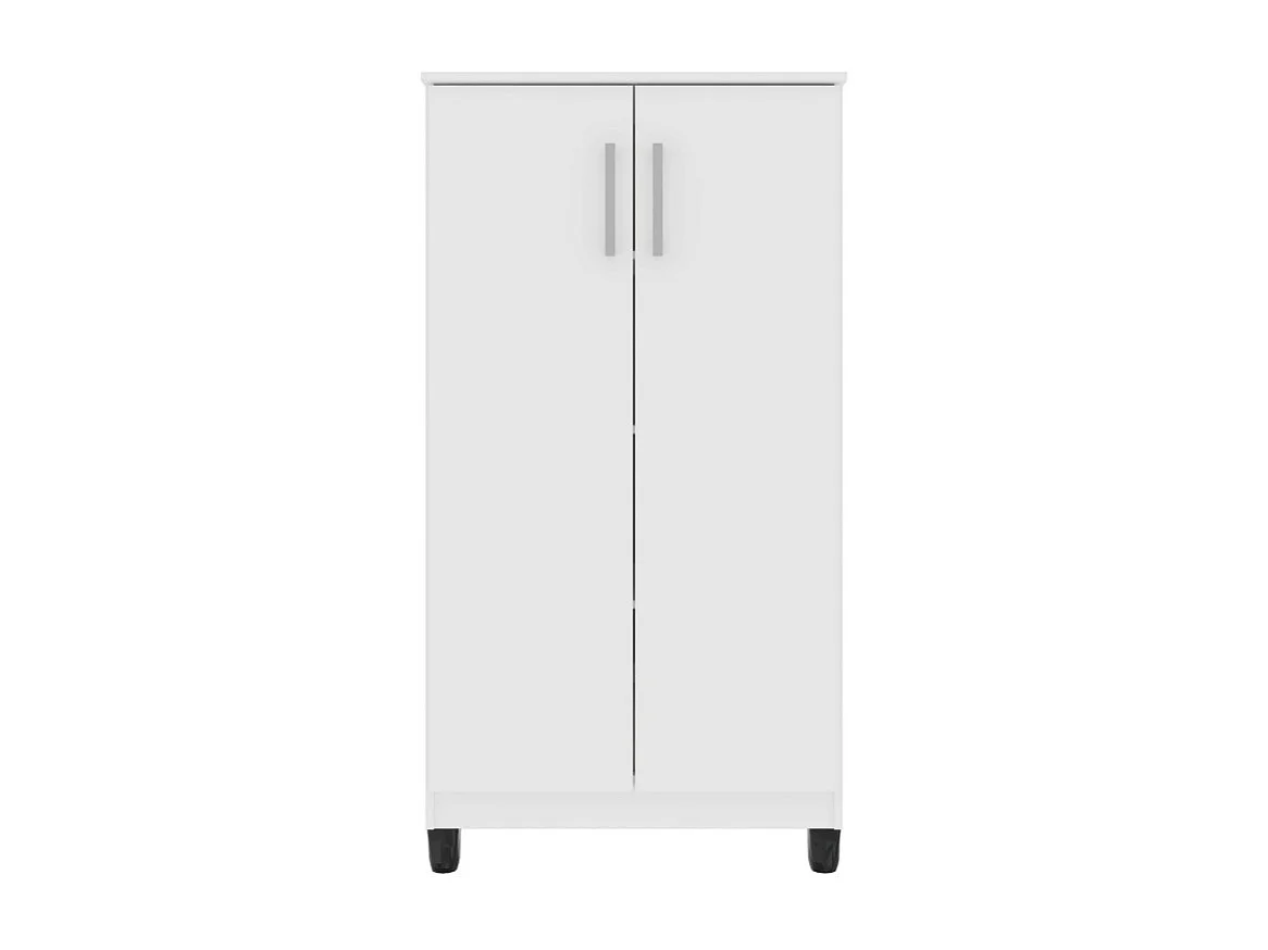 Armoire Multifonctions 2 portes 4 Niches Blanche L 63.7 H 121.2 P 33.5 cm