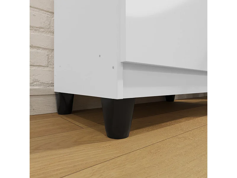 Armoire Multifonctions 2 portes 4 Niches Blanche L 63.7 H 121.2 P 33.5 cm