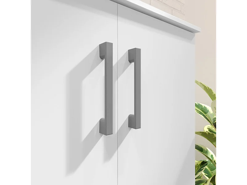 Armoire Multifonctions 2 portes 4 Niches Blanche L 63.7 H 121.2 P 33.5 cm