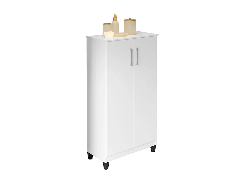 Armoire Multifonctions 2 portes 4 Niches Blanche L 63.7 H 121.2 P 33.5 cm
