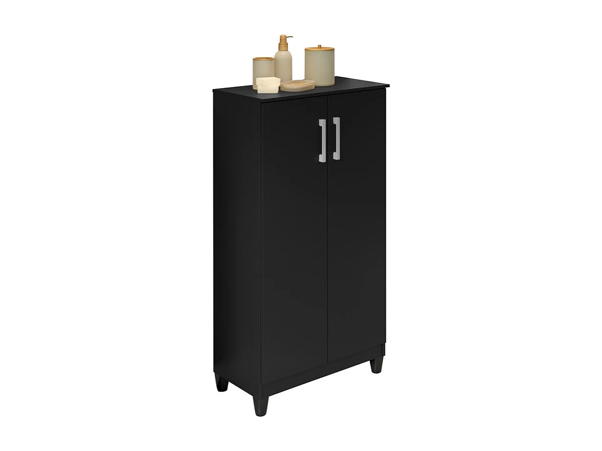 Armoire Multifonctions 2 portes 4 Niches Noire L 63.7 H 121.2 P 33.5 cm