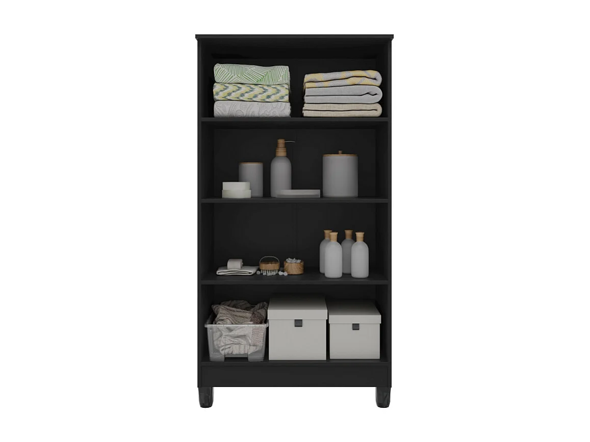 Armoire Multifonctions 2 portes 4 Niches Noire L 63.7 H 121.2 P 33.5 cm