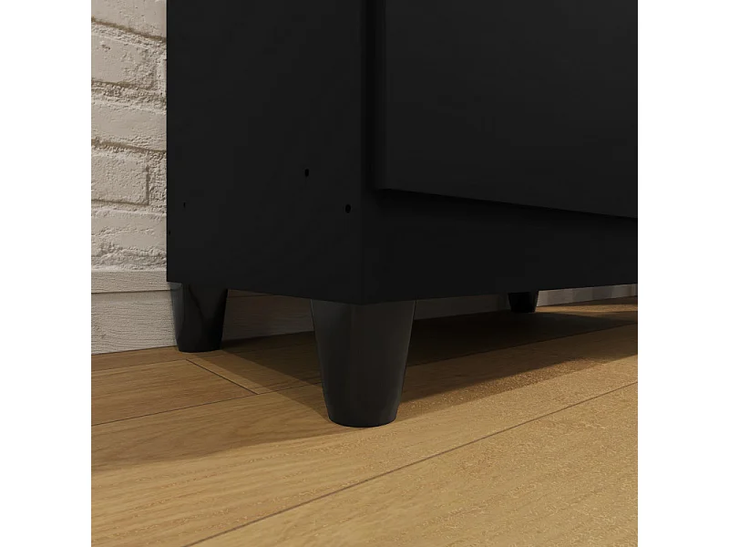 Armoire Multifonctions 2 portes 4 Niches Noire L 63.7 H 121.2 P 33.5 cm