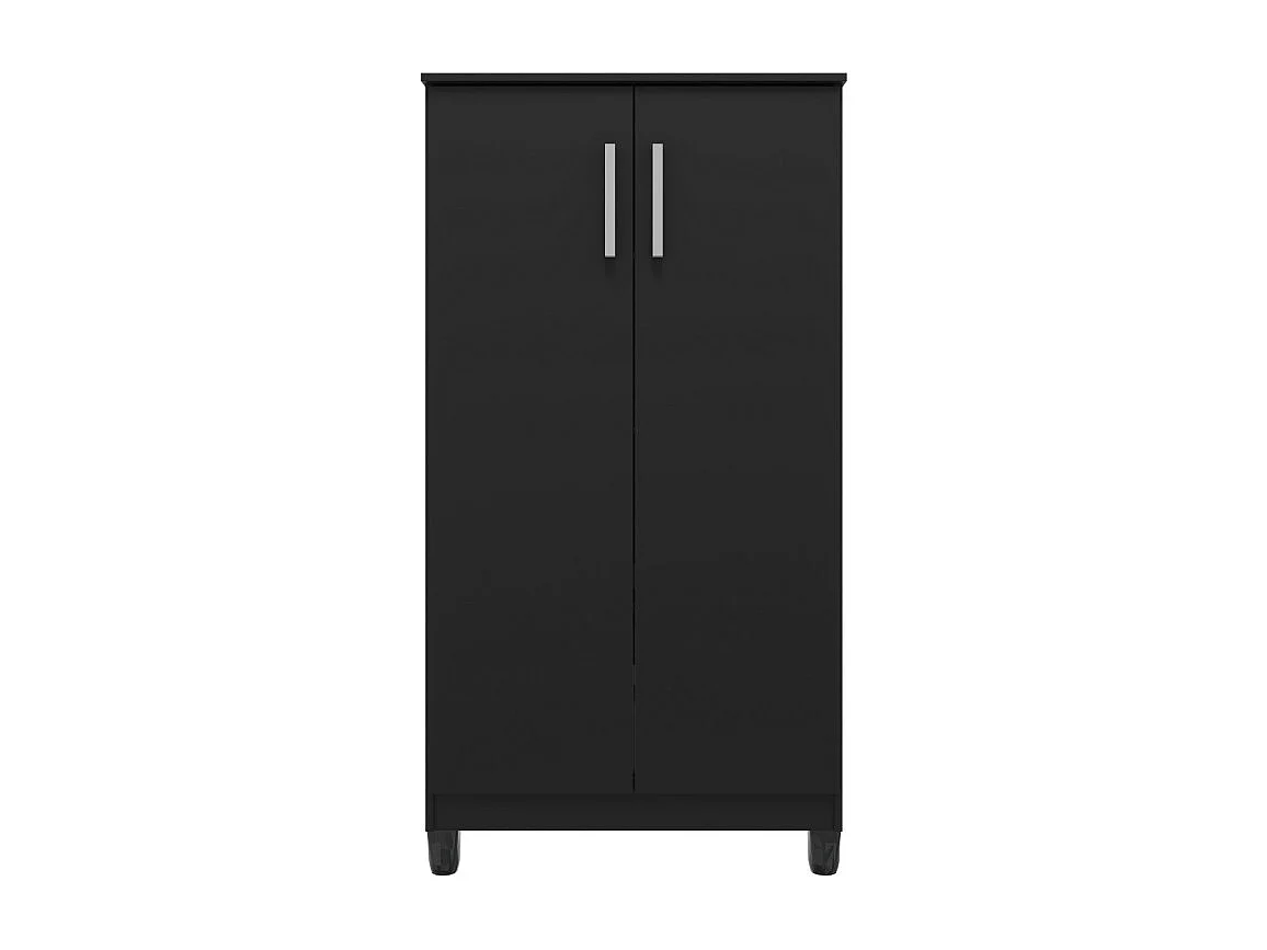 Armoire Multifonctions 2 portes 4 Niches Noire L 63.7 H 121.2 P 33.5 cm