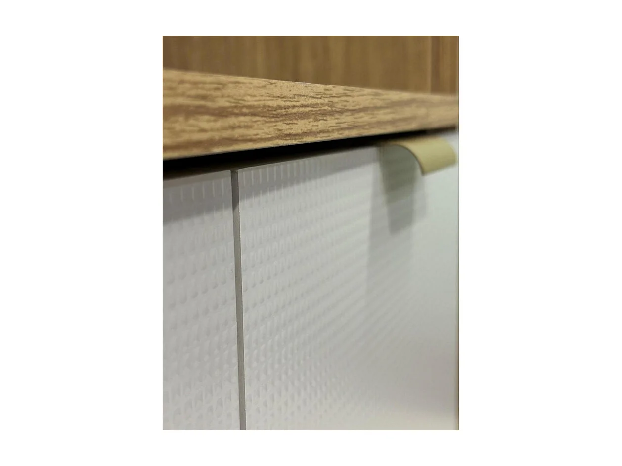 Buffet 5 Portes 9 Niches Chêne et Blanc Ecru MELISSA L 91.5 H 176 P 36.3 cm