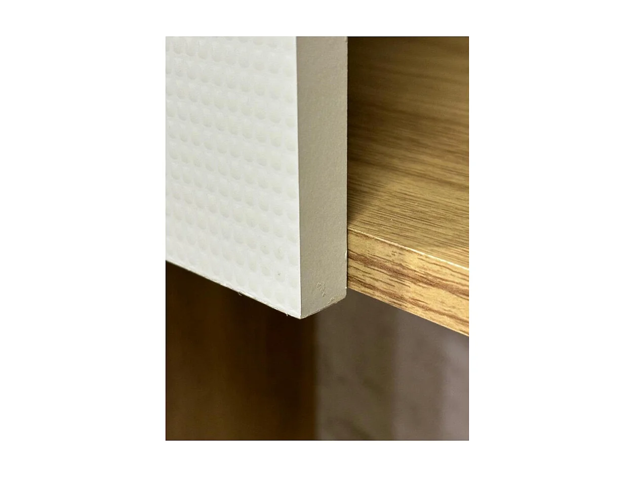 Buffet 5 Portes 9 Niches Chêne et Blanc Ecru MELISSA L 91.5 H 176 P 36.3 cm