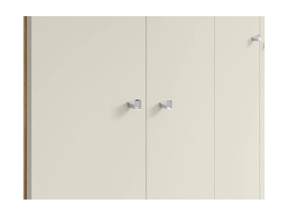 Armoire Penderie 4 Portes 2 Tiroirs 5 Niches Chêne Blanc Ecru L 102.4 H 182.4 P 46.3 cm