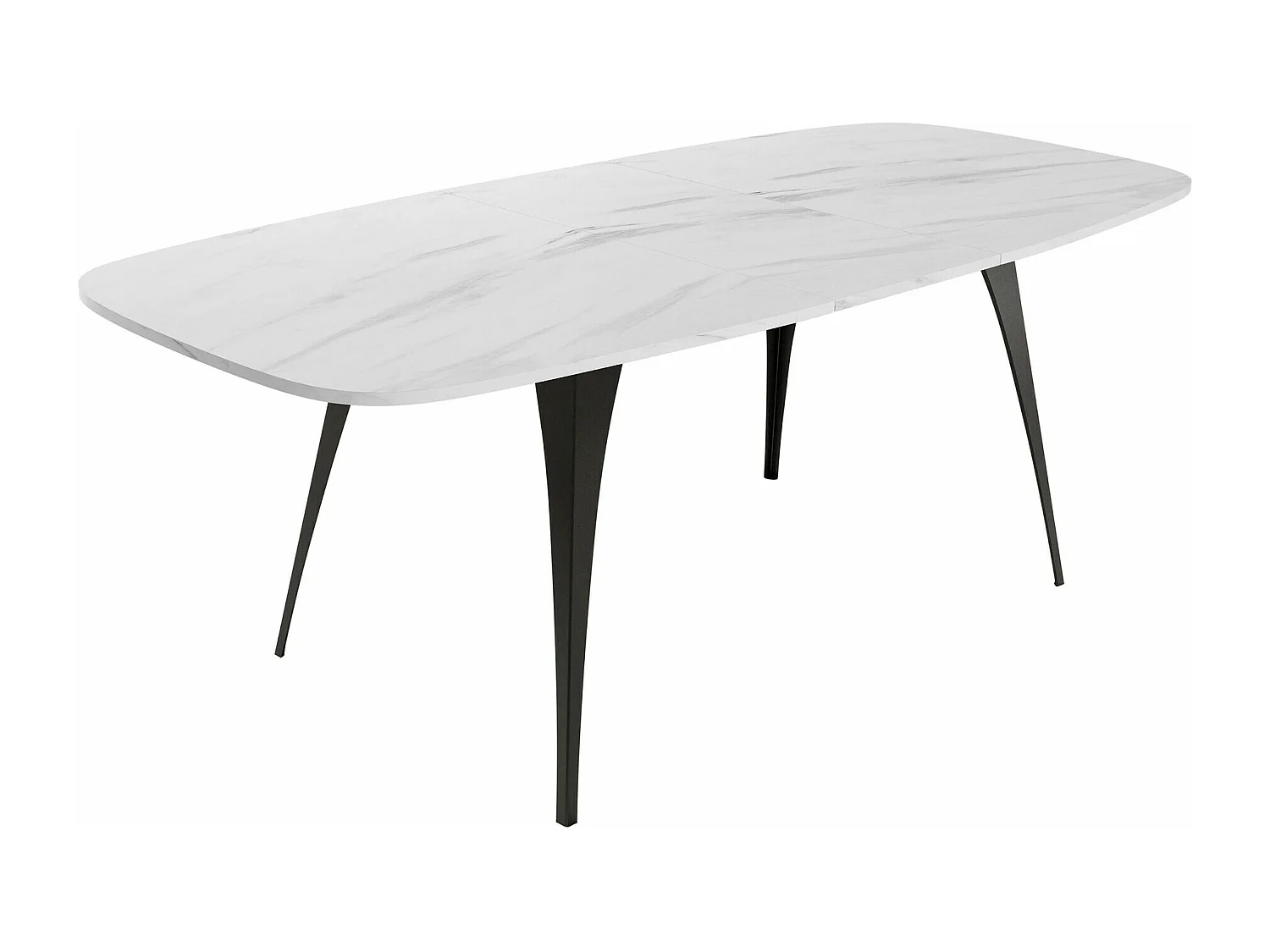 Table Oswego 131, Marbre blanc|Noir, 76x90x160cm, Disponible, Stratifié, Métal