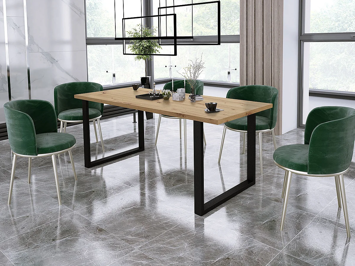 Table Tucson 138, Chêne Artisan|Noir, 75x67x185cm, Stratifié, Métal