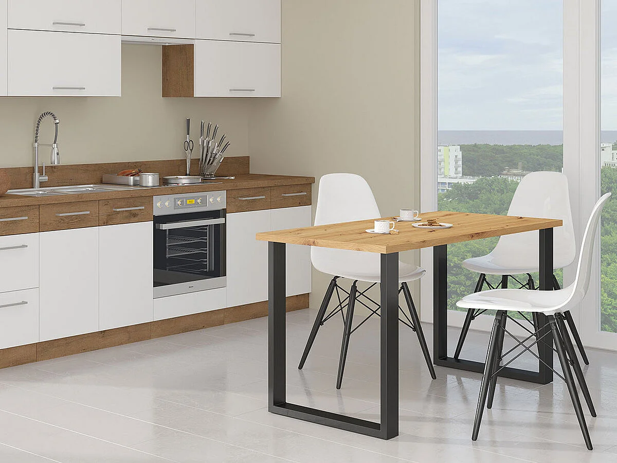 Table Tucson 138, Chêne Artisan|Noir, 75x67x185cm, Stratifié, Métal