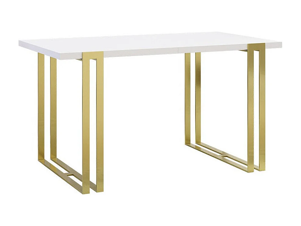 Table Comfivo 179, Blanc|Doré, 76x80x140cm, Disponible, Stratifié, Métal