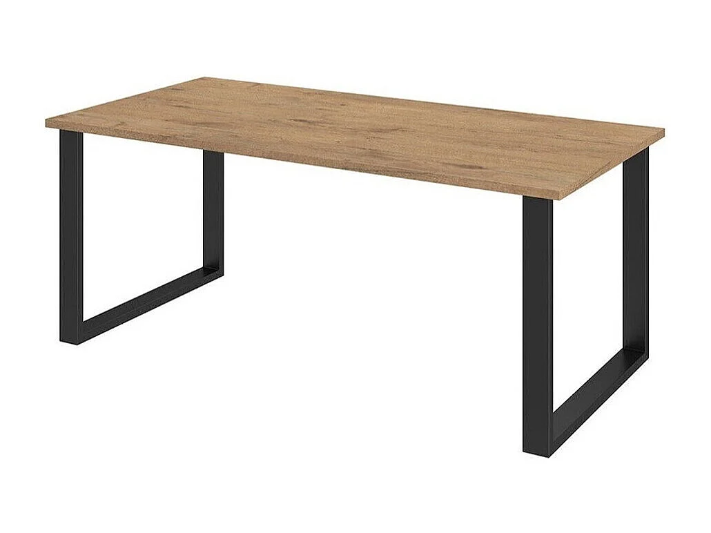 Table Tucson 139, Noir|Chêne lancelot, 75x90x185cm, Stratifié, Métal