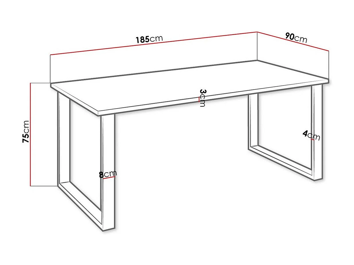 Table Tucson 139, Noir|Chêne lancelot, 75x90x185cm, Stratifié, Métal