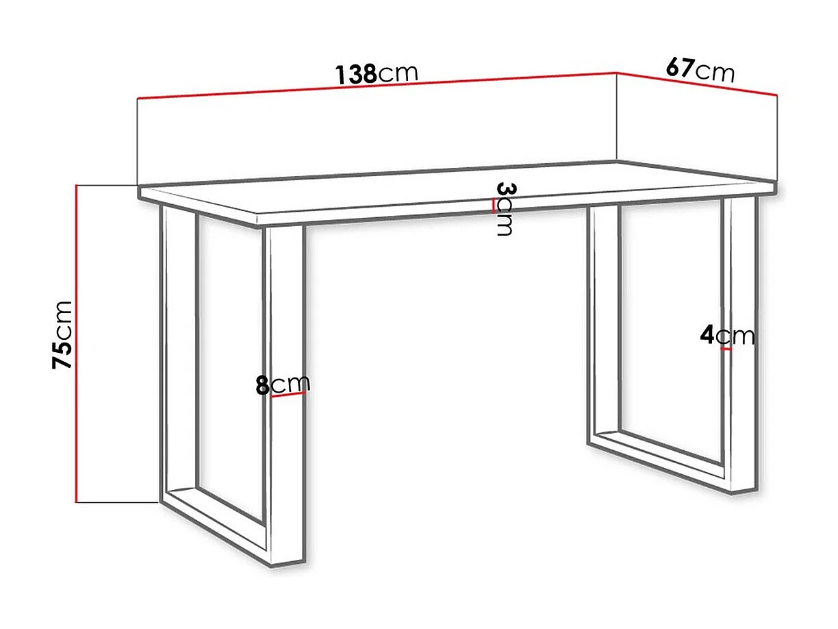 Table Tucson 136, Noir|Chêne lancelot, 75x67x138cm, Stratifié, Métal