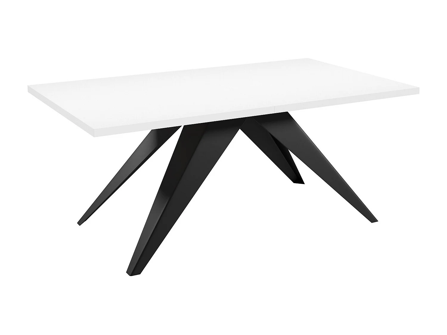 Table Oswego 113, Blanc|Noir, 76x80x140cm, Disponible, Stratifié, Métal