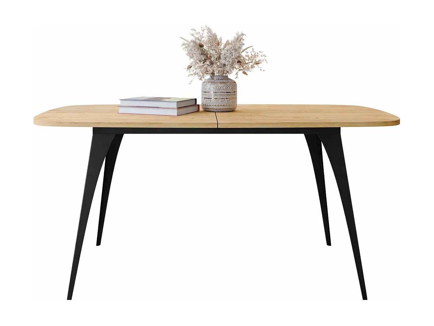 Table Oswego 131, Chêne doré artisanal|Noir, 76x90x160cm, Disponible, Stratifié, Métal