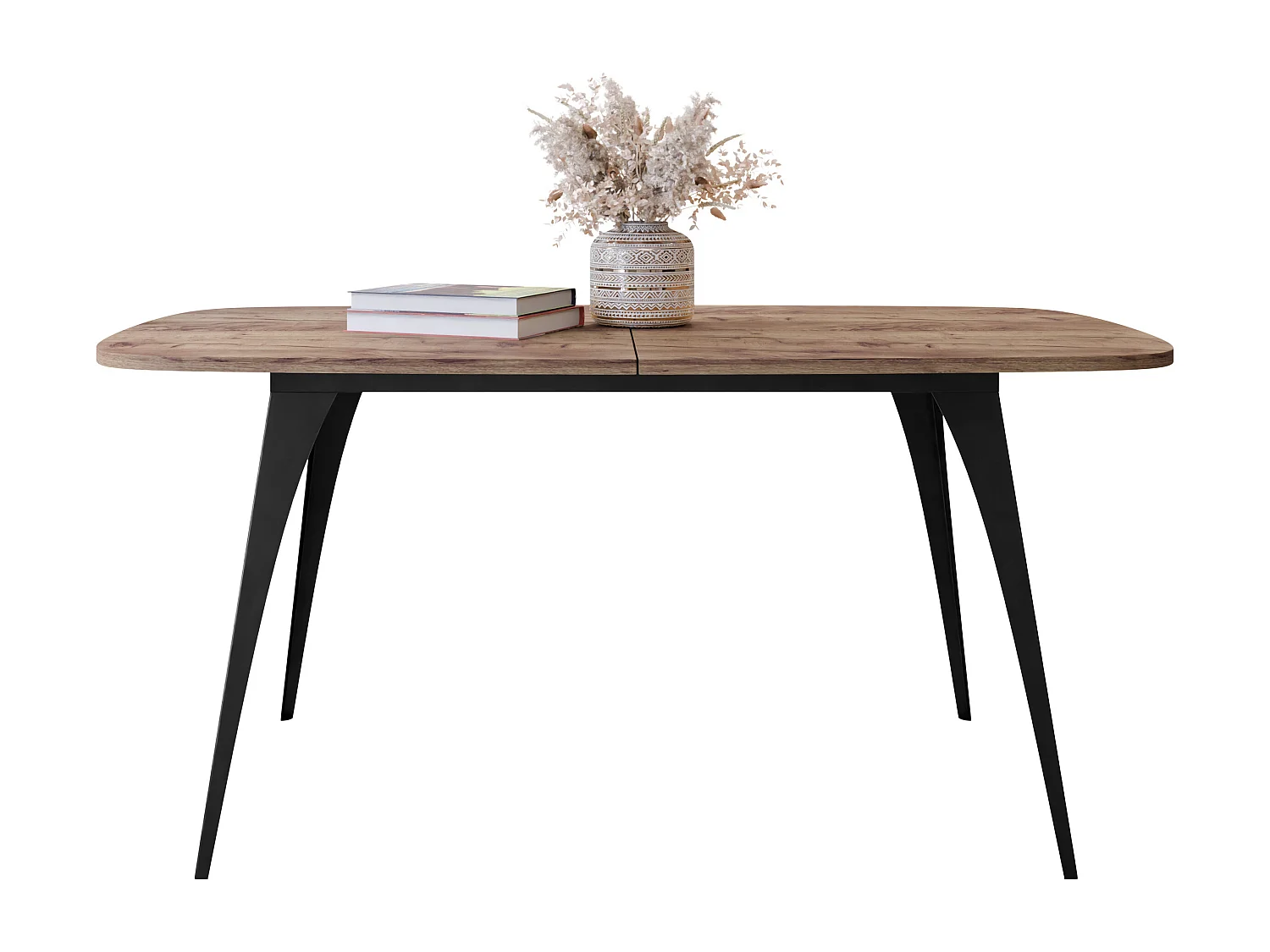 Table Oswego 131, Chêne doré artisanal|Noir, 76x90x160cm, Disponible, Stratifié, Métal