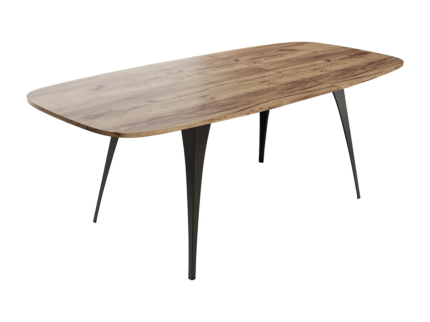 Table Oswego 131, Chêne doré artisanal|Noir, 76x90x160cm, Disponible, Stratifié, Métal