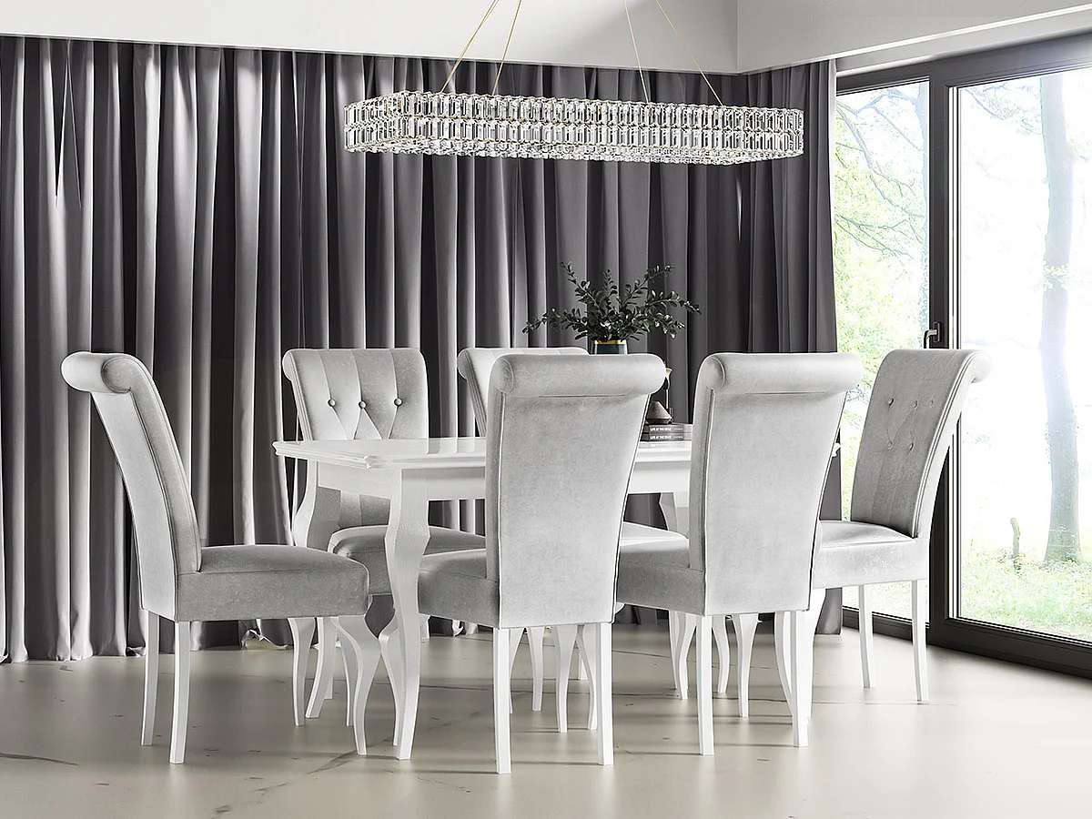 Table Comfivo 489, Blanc brillant|Blanc, 76x80x140cm, Disponible, MDF, Bois